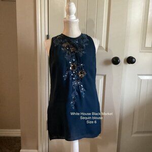 ✨ White House Black Market Chiffon Blouse with Sequin Detail - Size 6 ✨